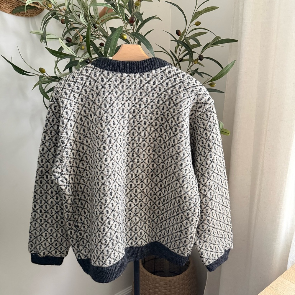 L.L Bean Norwegian Birdseye Wool Cardigan Cabincore Gorpcore Nordic Vintage Sz M - Picture 4 of 9